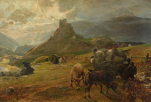 Mountain landscape with cows. Tarasp, 1888, Paul Friedrich Meyerheim