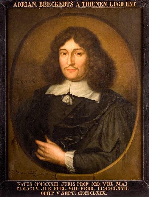 Portret van Adriaan Beeckerts van Thienen, hoogleraar Rechtsgeleerdheid te Leiden, 1601, Hieronymus van der Mij