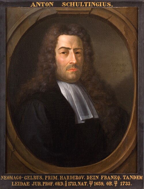 Portret van Antonius Schultingh, hoogleraar Rechtsgeleerdheid te Leiden, 1701, Hieronymus van der Mij