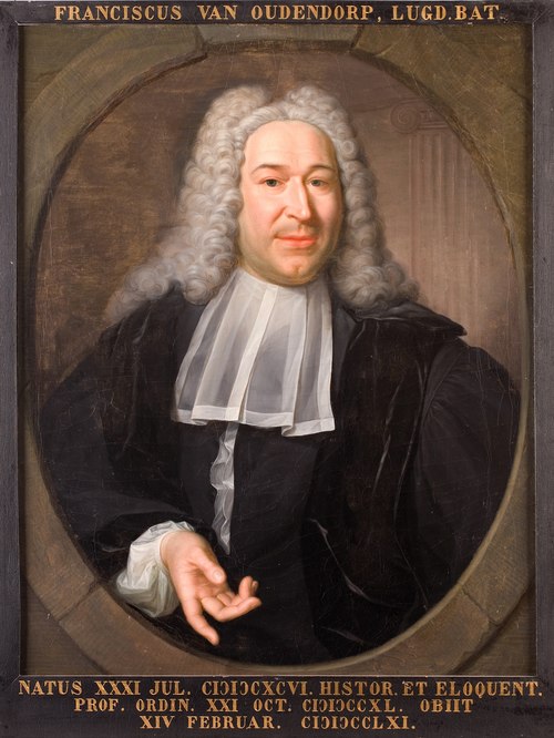 Portret van Franciscus van Oudendorp, hoogleraar Welsprekendheid en Historie te Leiden, 1741, Hieronymus van der Mij