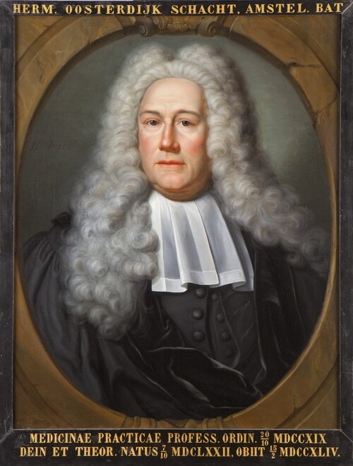 Portret van Hermanus Oosterdijk Schacht, hoogleraar Geneeskunde te Leiden, 1736, Hieronymus van der Mij