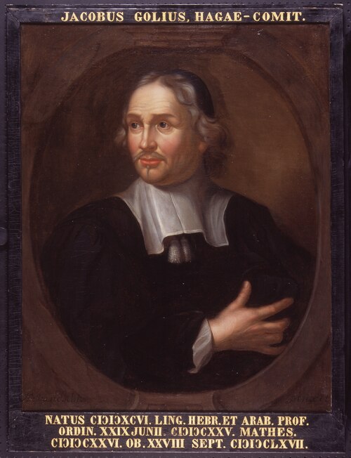 Portret van Jacob Golius, hoogleraar Arabisch en Wiskunde te Leiden, 1601, Hieronymus van der Mij