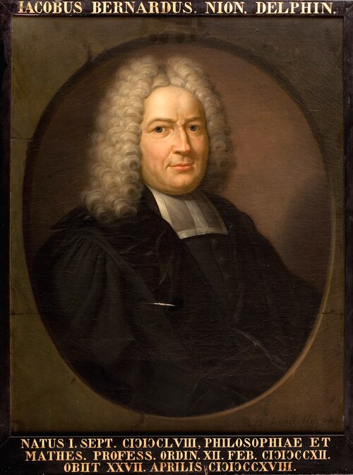 Portret van Jacques Bernard, hoogleraar Wijsbegeerte en Wiskunde te Leiden, 1601, Hieronymus van der Mij