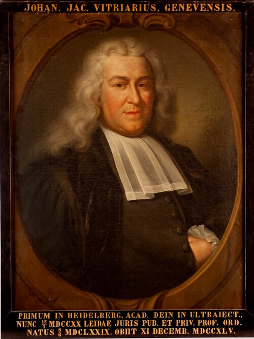 Portret van Johannes Jacobus Vitriarius, hoogleraar Rechtsgeleerdheid te Leiden, 1736, Hieronymus van der Mij