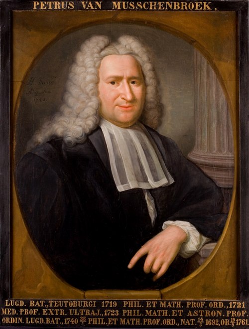 Portret van Petrus van Musschenbroek, hoogleraar Wiskunde en Wijsbegeerte te Leiden, 1741, Hieronymus van der Mij