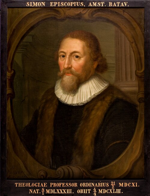 Portrait of Simon Episcopius, theology teacher in Leiden, 1744, Hieronymus van der Mij