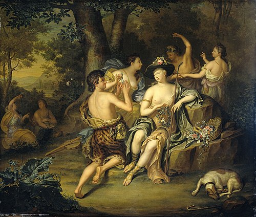 Amarilli bekranst Mirtillo, 1735, Hieronymus van der Mij