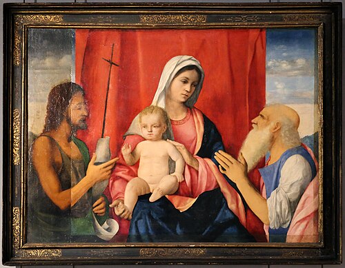 La Vierge et l'Enfant entre saint Jean Baptiste et saint Jérôme, 1550, Giovanni Bellini