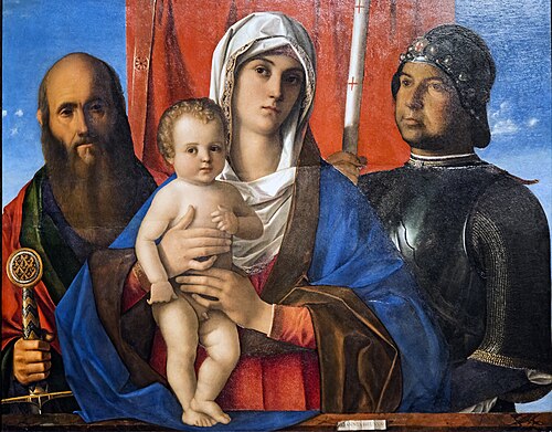 Vierge à l'Enfant entre Paul et saint Georges, 1487, Giovanni Bellini