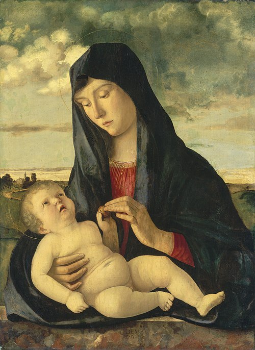 Madonna and Child in a Landscape, 1480, Giovanni Bellini