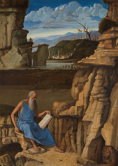 Saint Jerome Reading in a Landscape, 1482, Giovanni Bellini