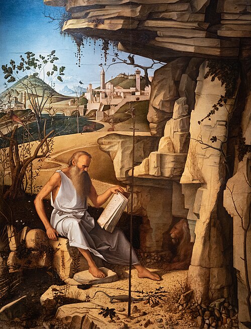 Saint Jerome Reading in the Desert, 1480, Giovanni Bellini