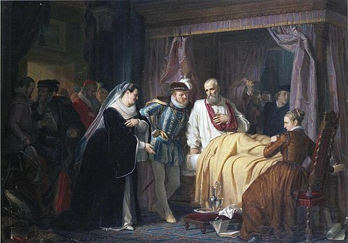 Charles IX et Catherine de Médicis s'enquérant de Coligny, 1849, Georg Wilhelm Volkhart