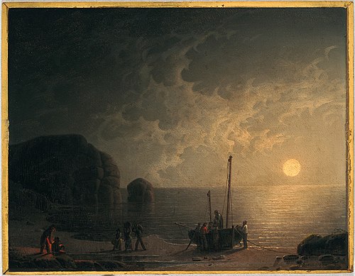 Smugglers by Moonlight, 1829, Robert Salmon