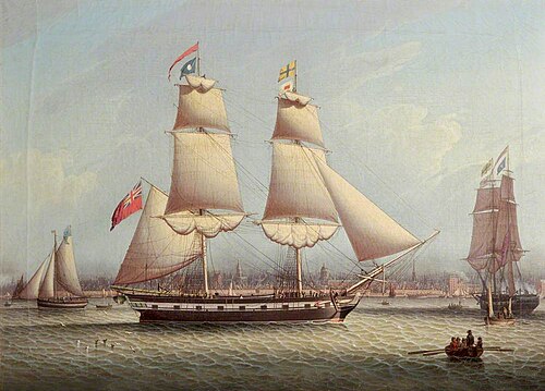 The Brig 'St Lucia' in the Mersey, , Robert Salmon