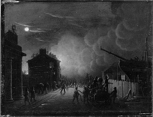 Fire of House and Ship on Stocks, 1831, Robert Salmon