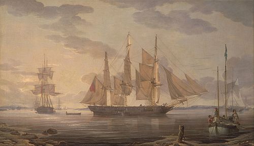Ships in harbor, 1805, Robert Salmon