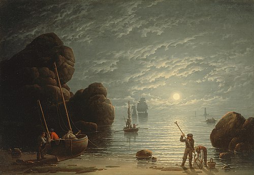 Moonlight Coastal Scene, 1836, Robert Salmon