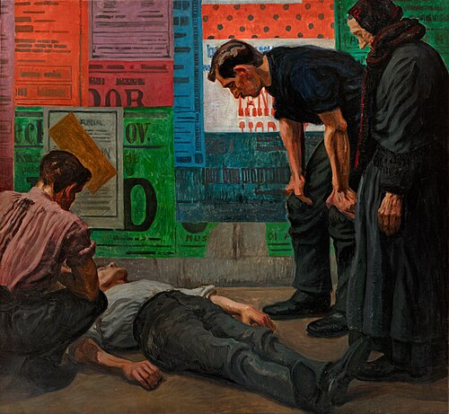 Accident at the Building Site, 1909, Karel Myslbek