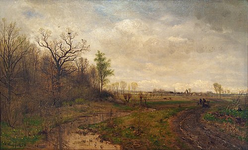 Landschaft mit Pferdefuhrwerk und Bach, 1882, Karl Buchholz