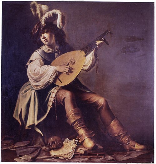 Lute player with skull and books, 1640, Willem Bartsius
