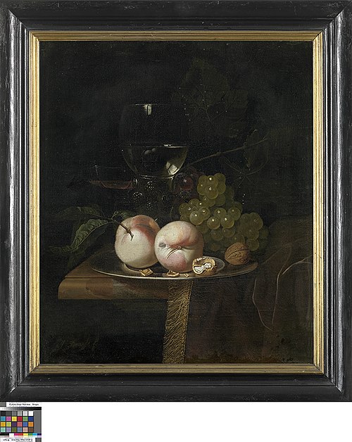 Stilleven met fruit en een wijnglas, 1647, Isaac Denies