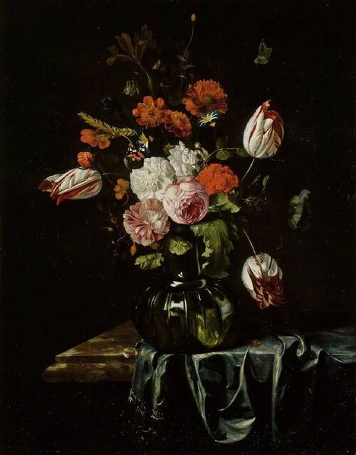 Glass vase of flowers, , Isaac Denies