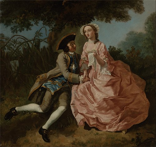 Lovers in a landscape, 1740, Petrus Johannes van Reysschoot
