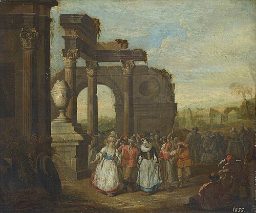 Masked dance among Roman ruins, 1722, Frans Breydel