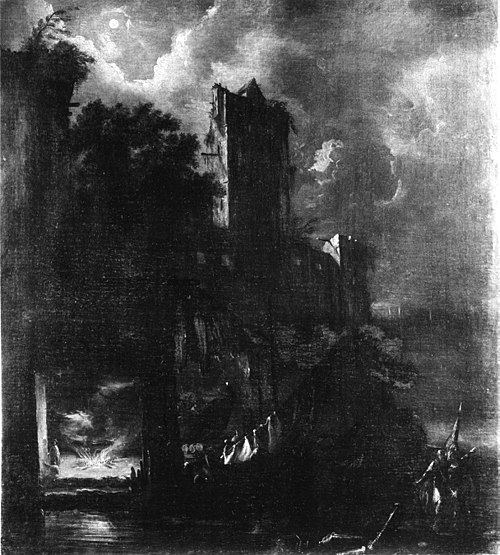 Moonlit Landscape with Ruined Castle, 1716, Bartolomeo Pedon