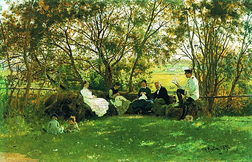 On a Turf Bench, 1876, Ilia Répine