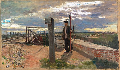Railway guard. Khotkovo, 1882, Ilia Répine