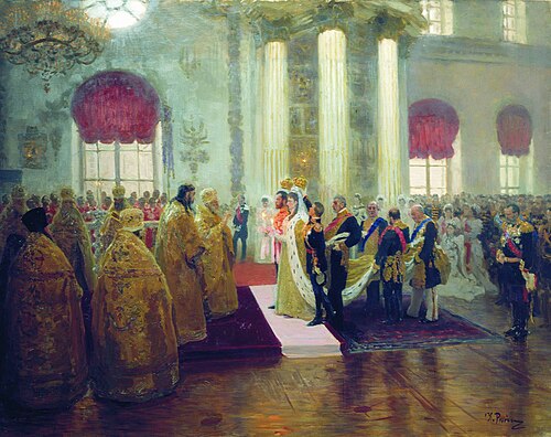 Wedding of Nicholas II and Grand Duchess Alexandra Feodorovna., 1894, Ilia Répine