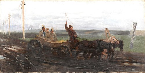 Sous bonne garde. Sur une route sale, 1876, Ilia Répine