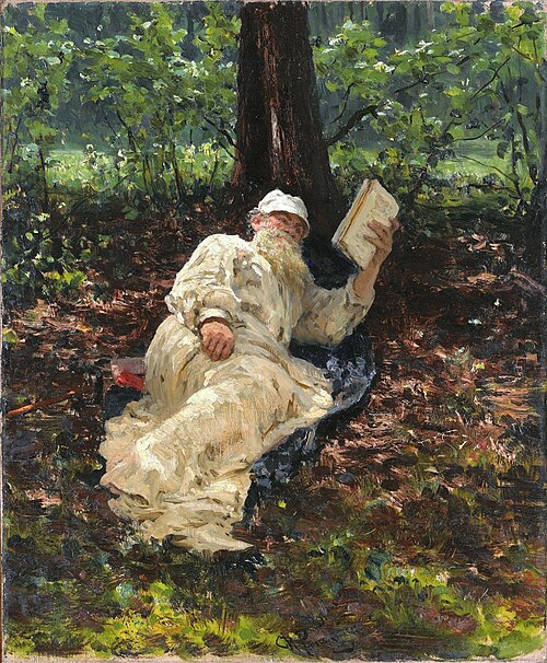 Lev Nikolayevich Tolstoy resting in the forest., 1891, Ilia Répine