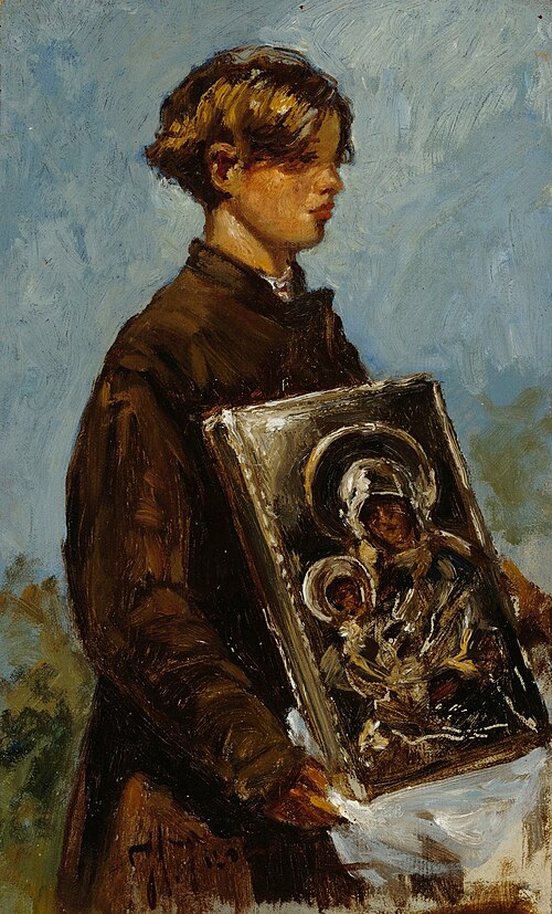 Young Boy Carrying an Icon, sketch, 1880, Ilya Repin