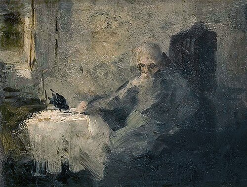 Velho e corvo, 1885, Ilya Repin