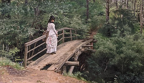 Summer landscape (Vera Alekseyevna Repina on a bridge in Abramtsevo), 1879, Ilya Repin