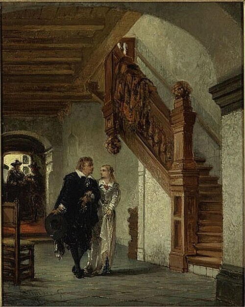 Hall and Landing with Figures, 1881, Johannes Stroebel