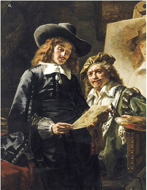 Rembrandt and his patron Jan Six, 1877, Karel Ooms