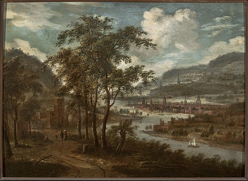 View of a river valley, , Dionys Verburg