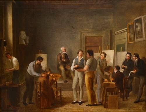 La Classe de peinture à l’école de dessin de Lyon., 1817, Jean-Marie Jacomin