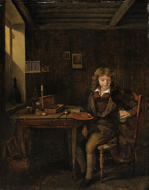 Jeune élève préparant les couleurs de son maître, 1793, Jean-Michel Grobon