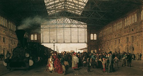 Arrival of a train at Vienna northwest-station, 1875, Karl Karger