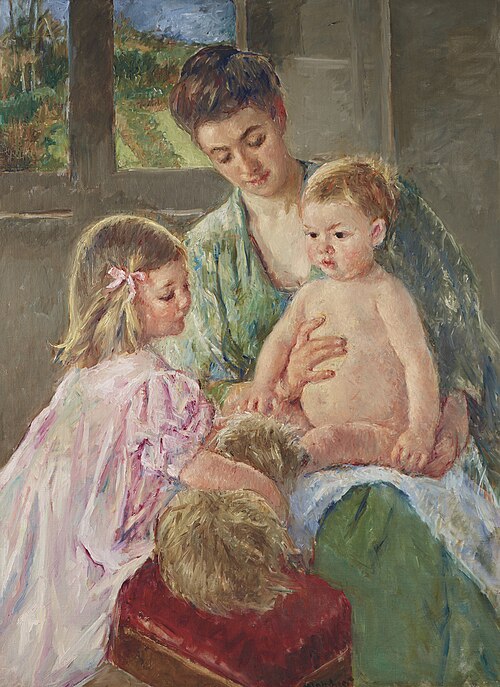 Children Playing with a Dog, 1907, Mary Cassatt