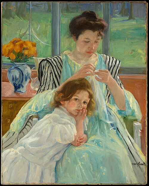 Young Mother Sewing, 1900, Mary Cassatt