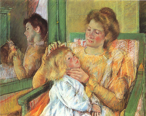 Mother Combing Child's Hair 1879, 1879, Mary Cassatt
