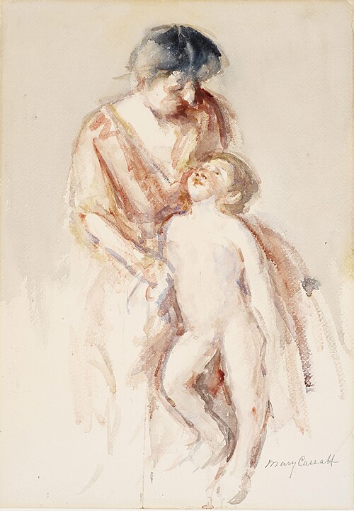 Woman with Nude Boy at Her Left, , Mary Cassatt