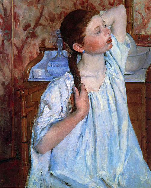 Girl Arranging Her Hair, 1886, Mary Cassatt