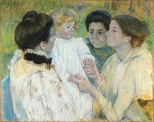 Women Admiring a Child, 1897, Mary Cassatt